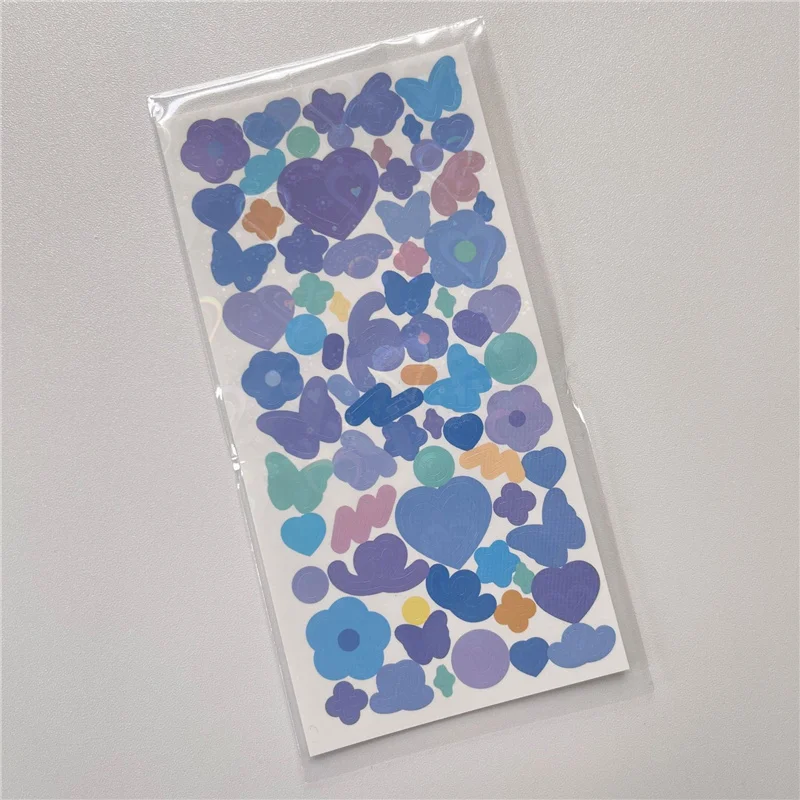 1Pc Ins Color Love Butterfly Laser Stickers Sticker Kawaii DIY Scrapbooking Chase Card Decoration Stickers Stationary Supplies