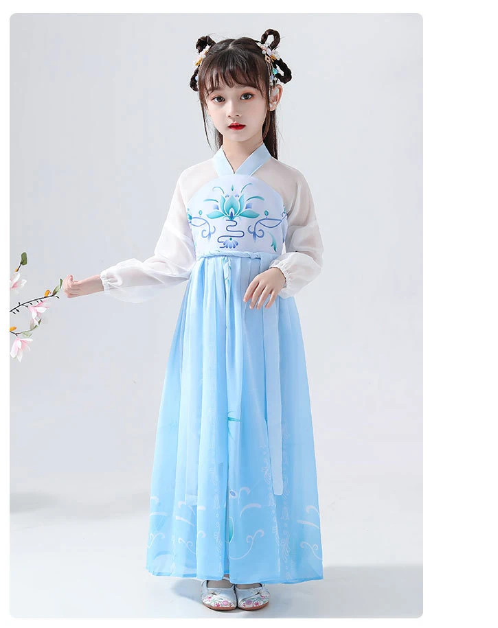 Hanfu/ дизайн, платье с юбкой для девочек осенне-зимние модели с длинными рукавами в стиле ретро, китайский стиль, супер сказочные костюмы, юбка