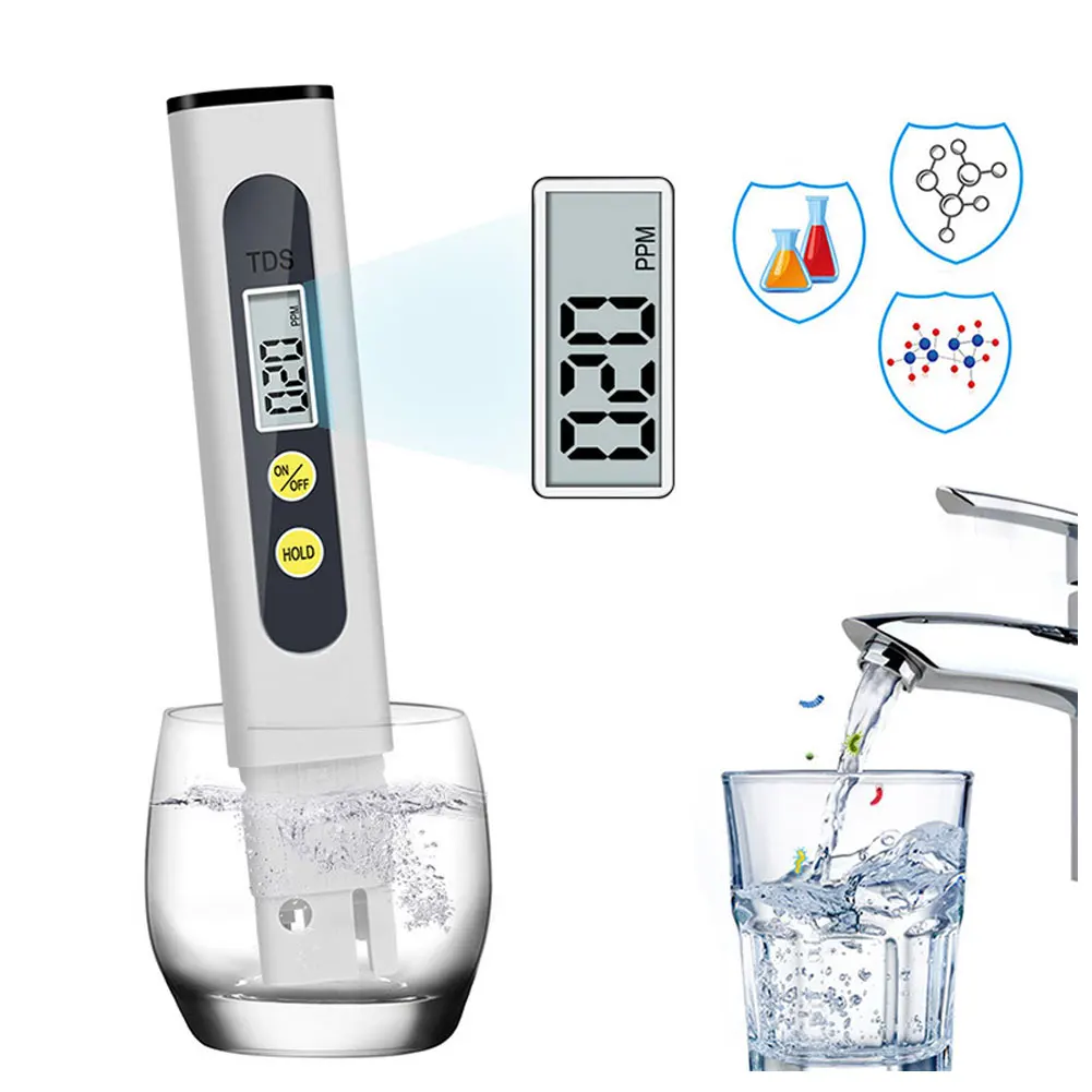 Medidor de TDS Probador de Calidad del Agua, probador de calibración automática, 0-990 Ppm, bolígrafo de prueba de agua, medidores de PH, probadores de acuarios para beber