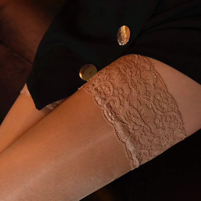 Medias De Silicona Con Encaje Hasta El Muslo - Talla única, Color Negro, Transparentes - Para Mujeres Y Niñas, Ideales Para Fiestas Y Looks Sensuales