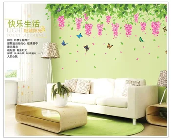 

Pvc Wall Sticker Combination Wall Sticker Living Room Decorative Wall Sticker Fresh Green Leaf Xy1132