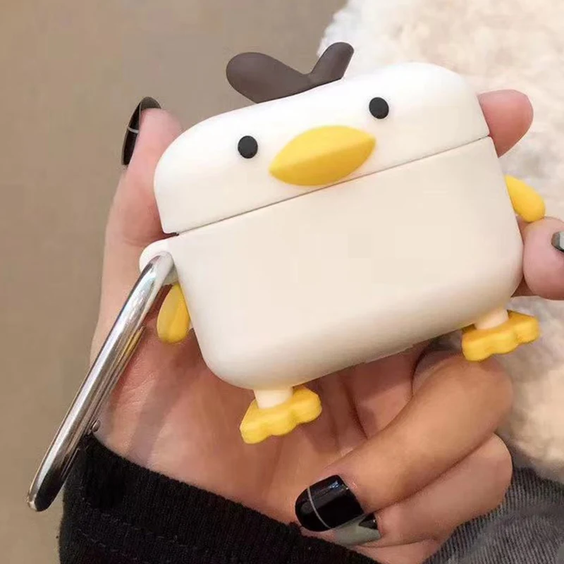 Милый мультяшный чехол для наушников для Apple Airpods Pro Чехол Мягкий силиконовый 3D стереоскопический утиный защитный чехол для наушников