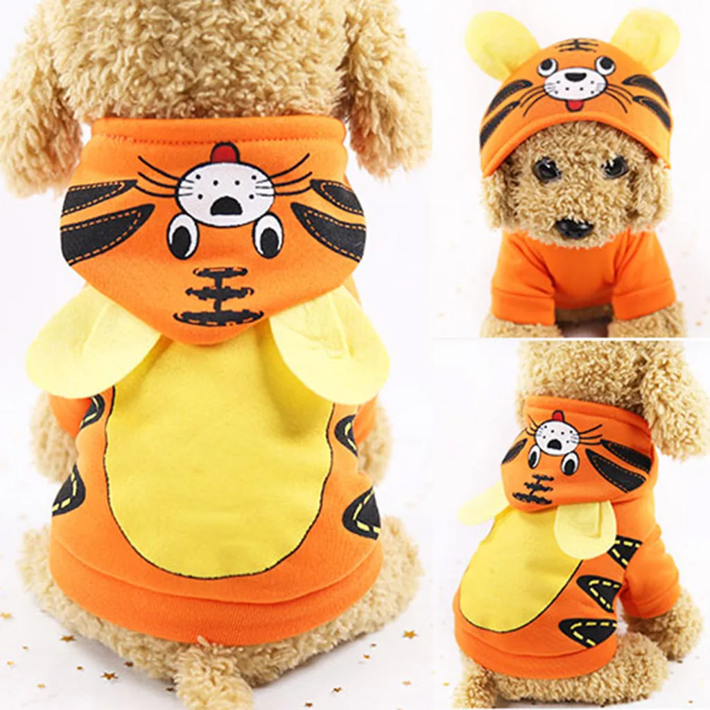 Одежда с капюшоном для домашних собак топ с длинными рукавами для собак Милая модная забавная Одежда для собак зимняя теплая одежда с принтом животных Прямая поставка# G7
