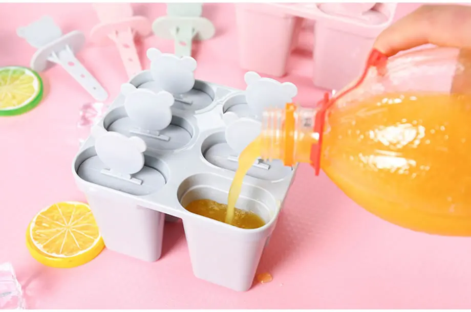 6 полости DIY формы для мороженого палочки для йогурта пластиковая машина для замораживания сока ванны домашние для леденца изготовление формы кухонные инструменты для мороженого