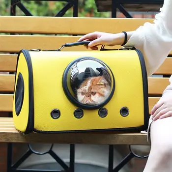 

Fashion Pet Products Cat Supplies Cat Carriers Bags Portable bag pu breathable dog space bag teddy cat bag with window