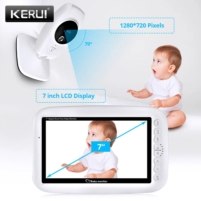 Беспроводная няня KERUI 7 дюймов 720P HD видео ночное видение парная камера для