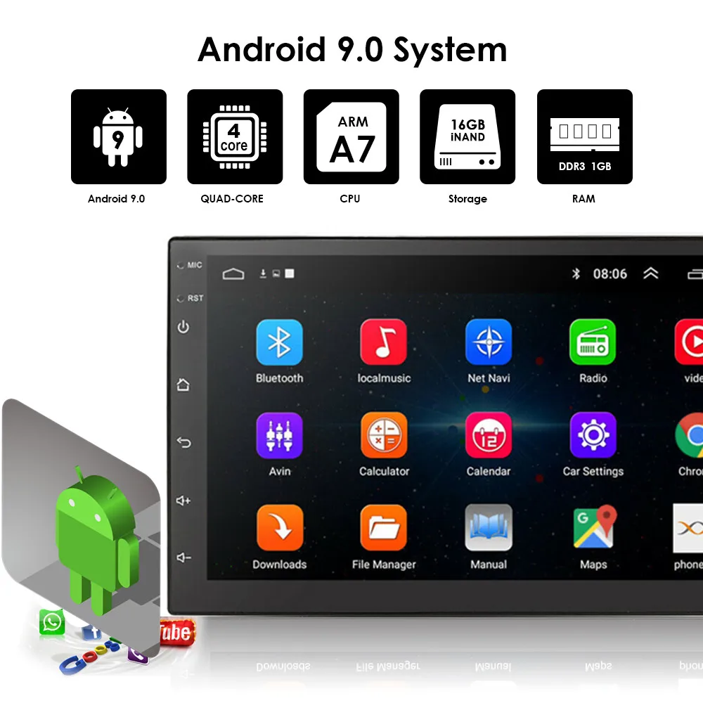GPS навигатор Panlelo Android 8 1 7 дюймов 2 Din четырехъядерный процессор стерео с MP5 DVR