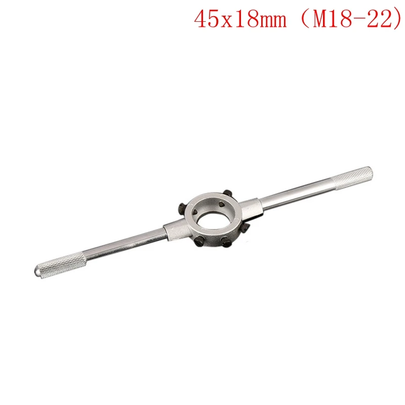 45x18mm M18-22 DIDIHOU металлической заготовки нить чайник держатель пресс-форм Резьбонарезной инструмент 1/" /3/4" Диаметр Регулируемая под давлением ручка Круглый Die со ключ, дюймовый стандарт - Цвет: 45x18mm M18-22