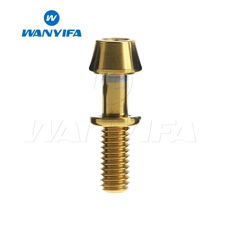 Gold Wanyifa Винт С Титановым болтом M4x15.3mm шестигранный конус с шайбой для велосипеда - Цвет: Gold
