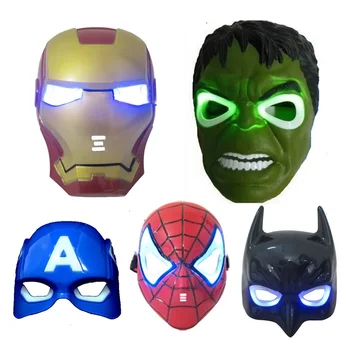 

Plastic Superhero Cosplay Led Masks Half Full Face Halloween Costume Mask Kids Party Supplies Super Hero for Kids Gifts