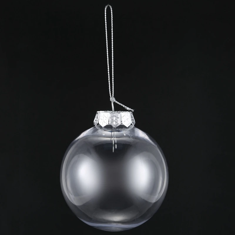 Practical Boutique Clear DIY Baubles Shatterproof Seamless Plastic XMAS Ball Home Tree Decor Gift- 80mm QTY:4