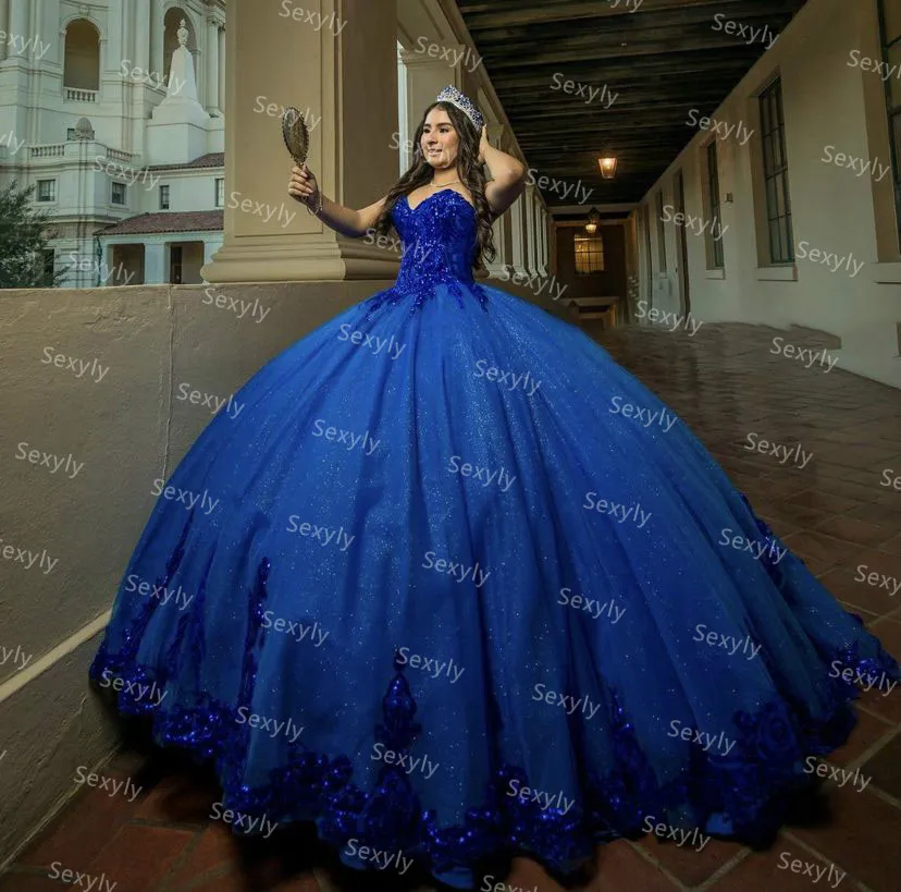 Ball Gown Puffy Royal Blue Sweet 16 