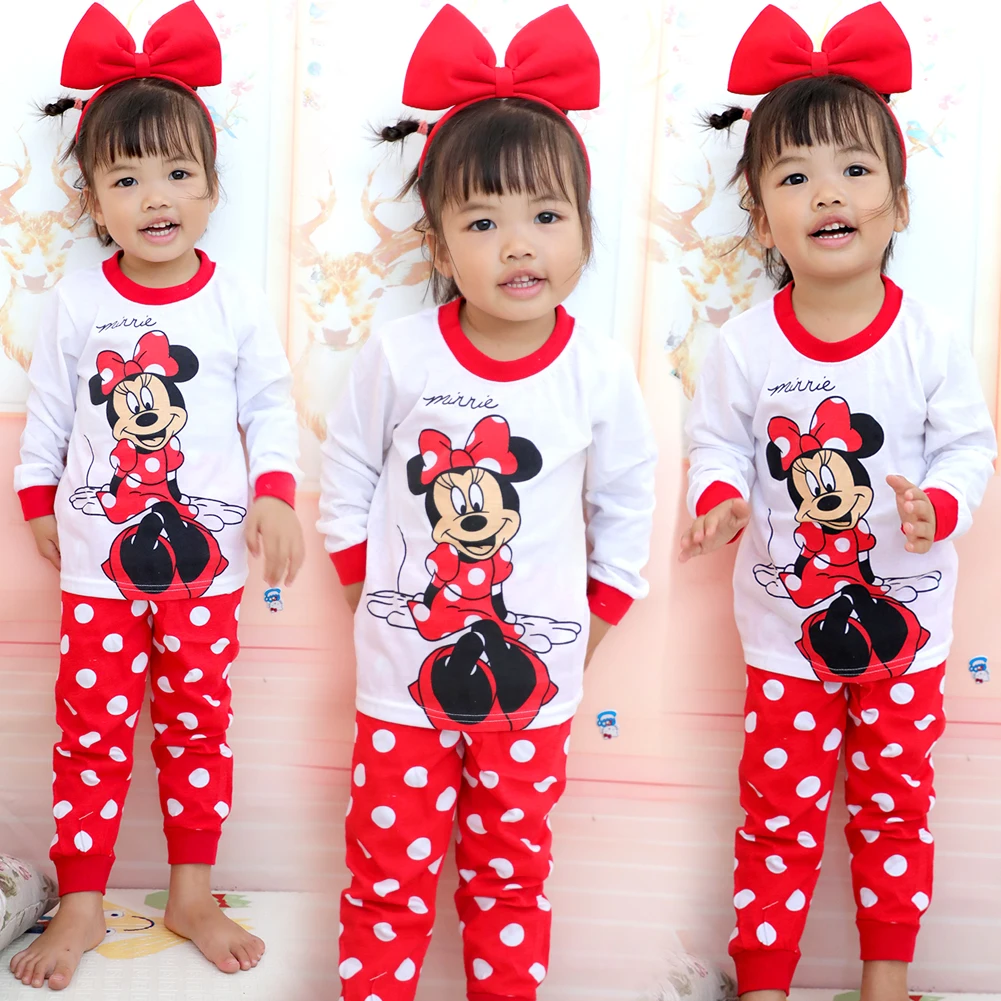 New Children's Clothing Sets Boys Sleepwear Clothes Kids Mickey Pajamas Set Baby Girls Cotton Cartoon Pijamas Minnie Pyjamas