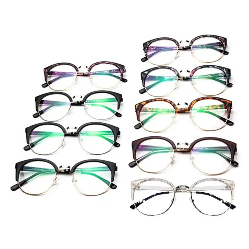Ретро Мужские и женские прозрачные очки, полуоправа, кошачий глаз, оптические очки