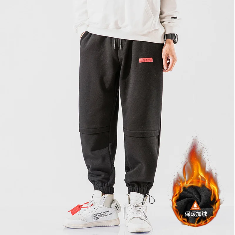 Fleece Winter Cargo Pants Men Hip Hop Warm Casual Streetwear Men's Trouser Military Army Khaki PLUS