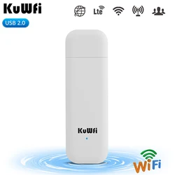Kuwfi 4g wifi modem dongle desbloqueado móvel 4g dongle com slot para cartão sim 150mbps lte wifi roteador hotspot adaptador de rede