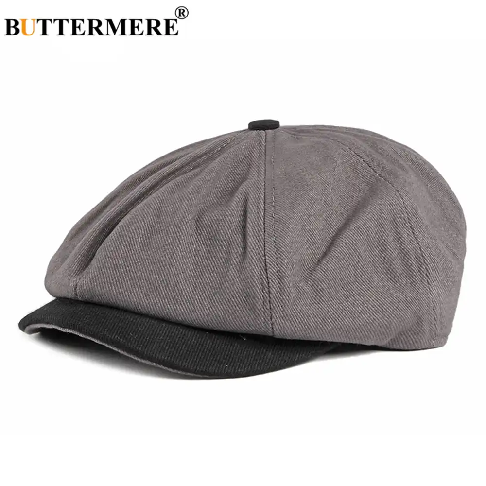 gray newsboy cap