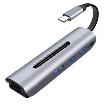 

Docking Station Type-C to Gigabit Network Card + USB3.0 x 3 + PD Power Supply Five-In-One Docking Station