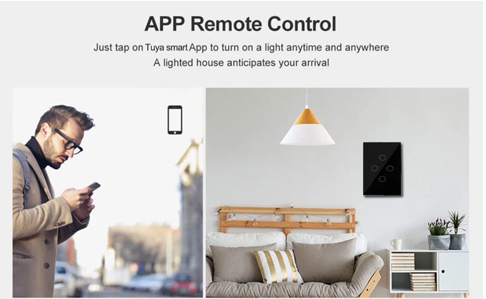 WiFi Smart Switch US 4 банда настенная сенсорная панель беспроводной пульт дистанционного управления лампа умный дом контроллер от Alexa Google Home Tuya Smart life APP