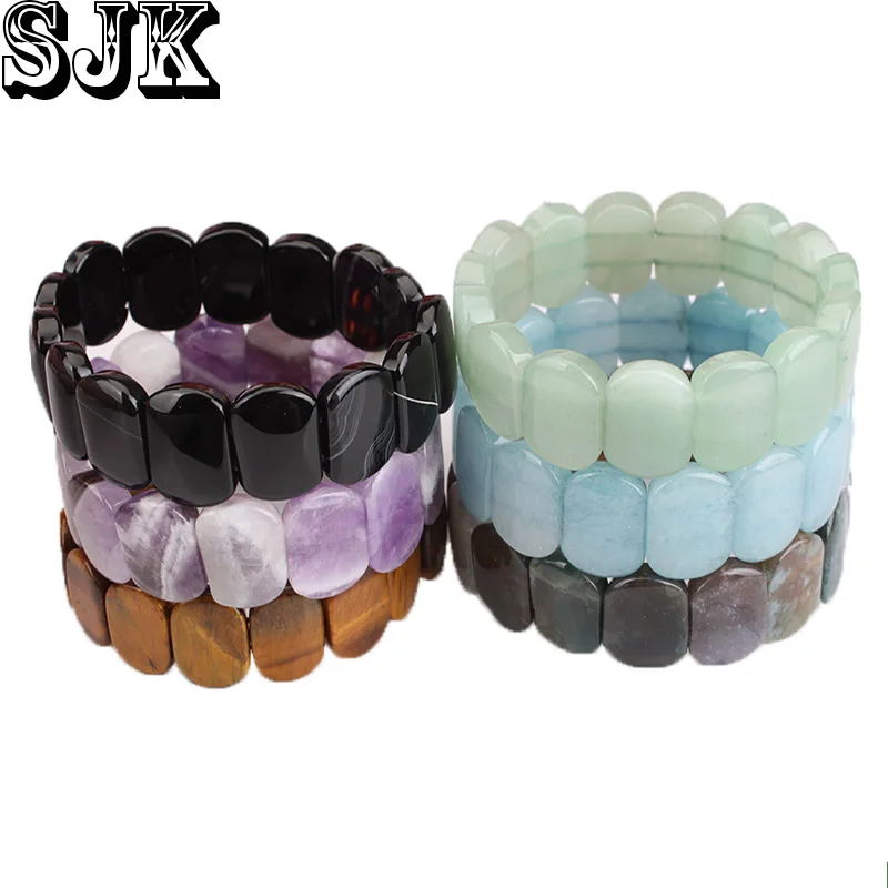 

2019 Tiger Eye/Amethyst/tiger Eye/Aventurine/Agates Natural Stone Beads Made Bangles Bracelets for Women and Men Jewelry Gift