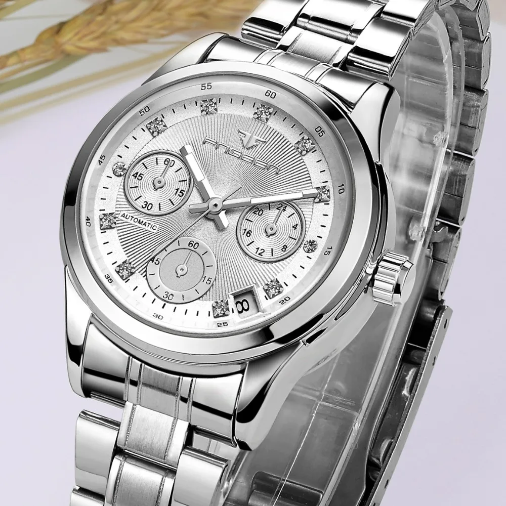 FNGEEN Watch Women Automatic Mechanical Romantic Crystal Ladies Wacth Date Casual Female Clock relogio feminino