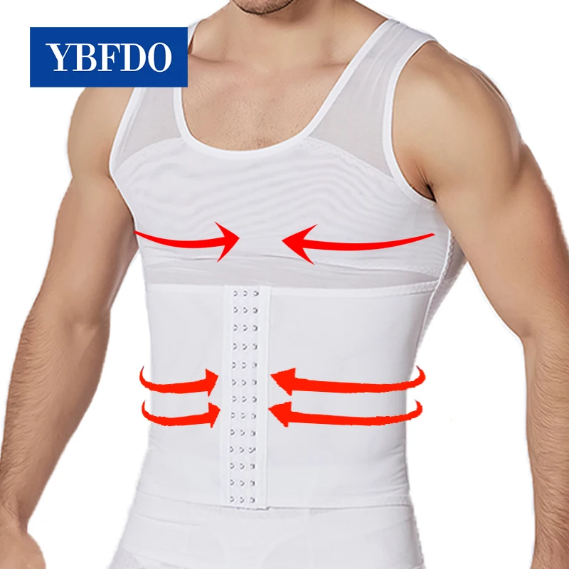 

YBFDO Men's Shaping Mesh Chain Corset Vest Belly Stereotyped invisible and breathable Breasted Adjustment Abdomen Waist Cincher