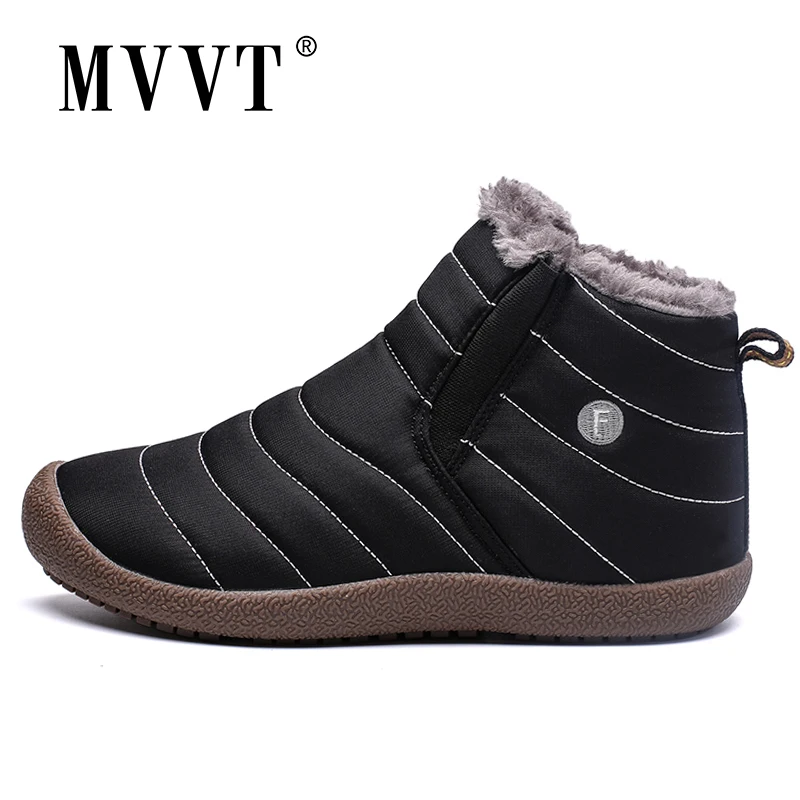 Мужские зимние ботинки MVVT размера плюс водонепроницаемые ботильоны с мехом