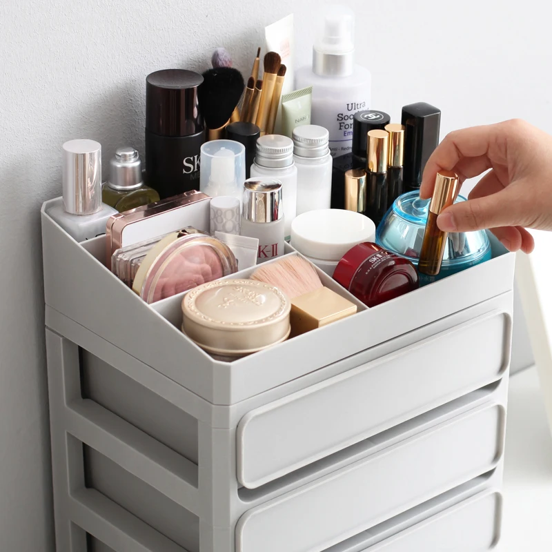 

MultiLayer Cosmetic Drawers Storage Box Japanese Style Plastic Large Capacity Sundry Container Jewelry Case Home Office Supplies