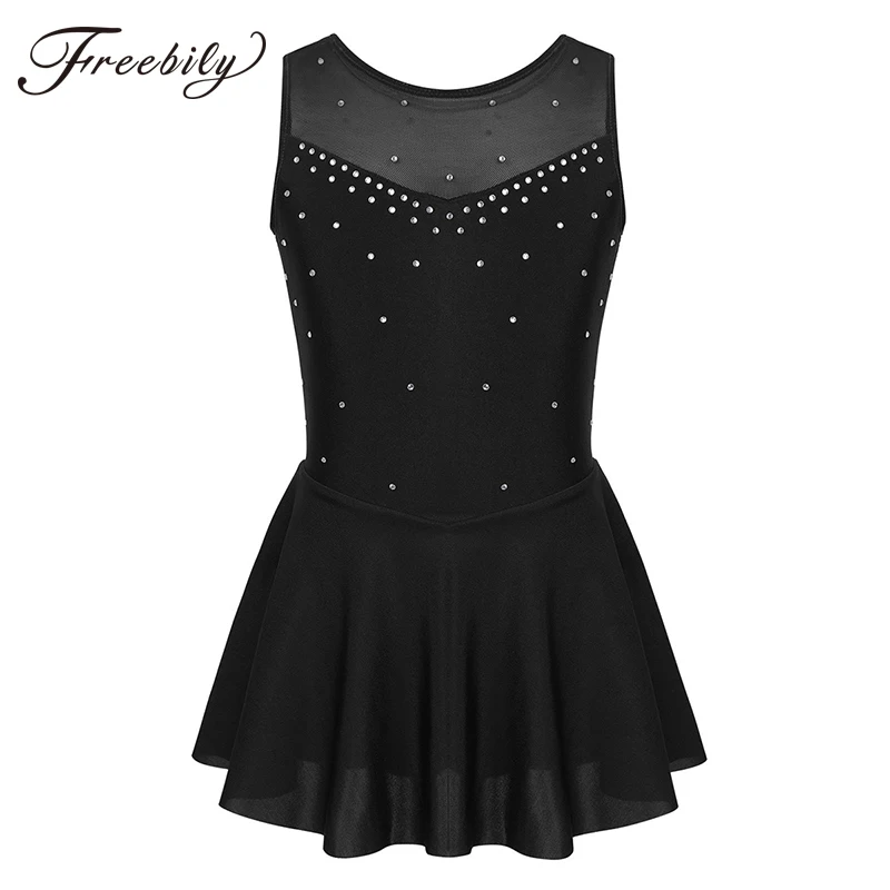 Детские подростковые блестящие разы тюль без рукавов платье для фигурного