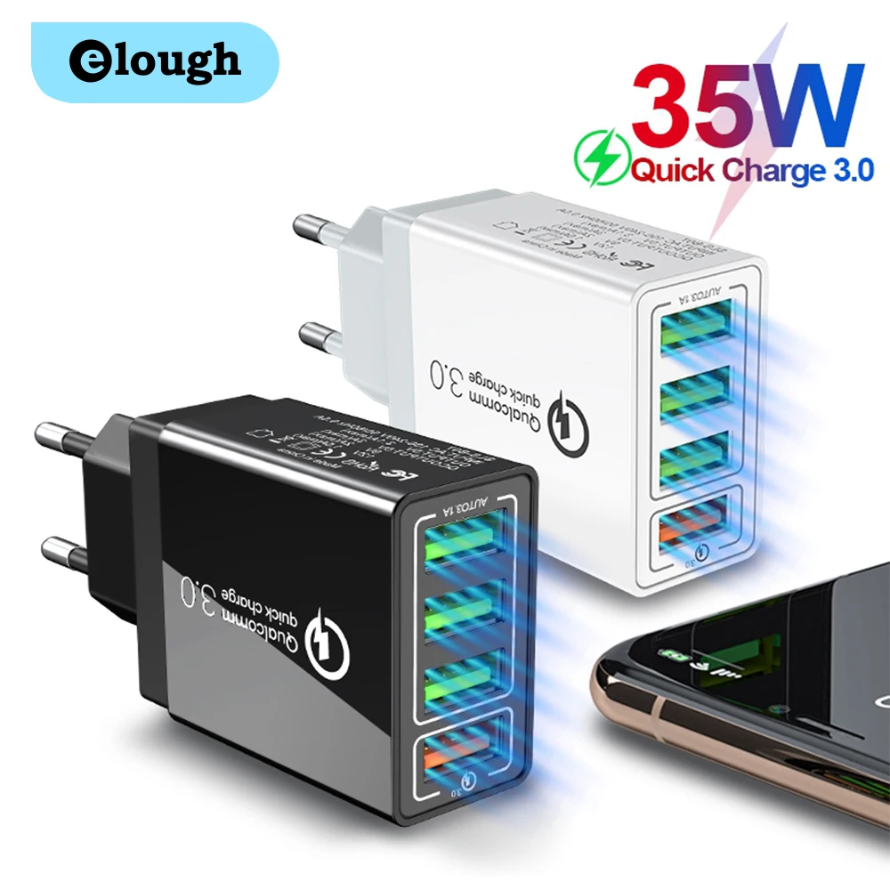 Сетевое зарядное устройство 4 в 1 Elough 4xUSB Type-A 36 Вт 2.4A | Мобильные телефоны и