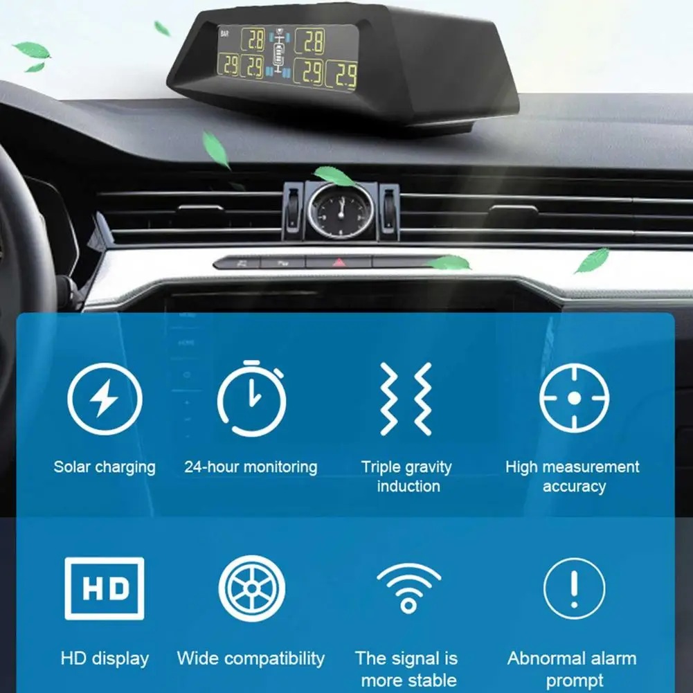 Solar TPMS Tire Pressure Monitor System 6 External Sensors For RV Truck car