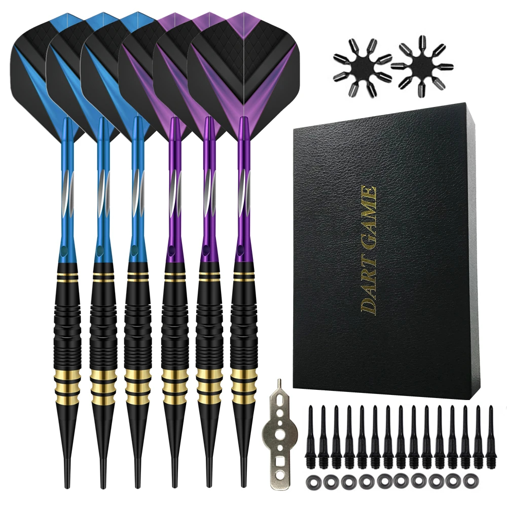 

GOODARTS indoor game 18g Black Professional Darts Case Set With Aluminium Shaft Soft Tip Darts For Electronic Dartboard