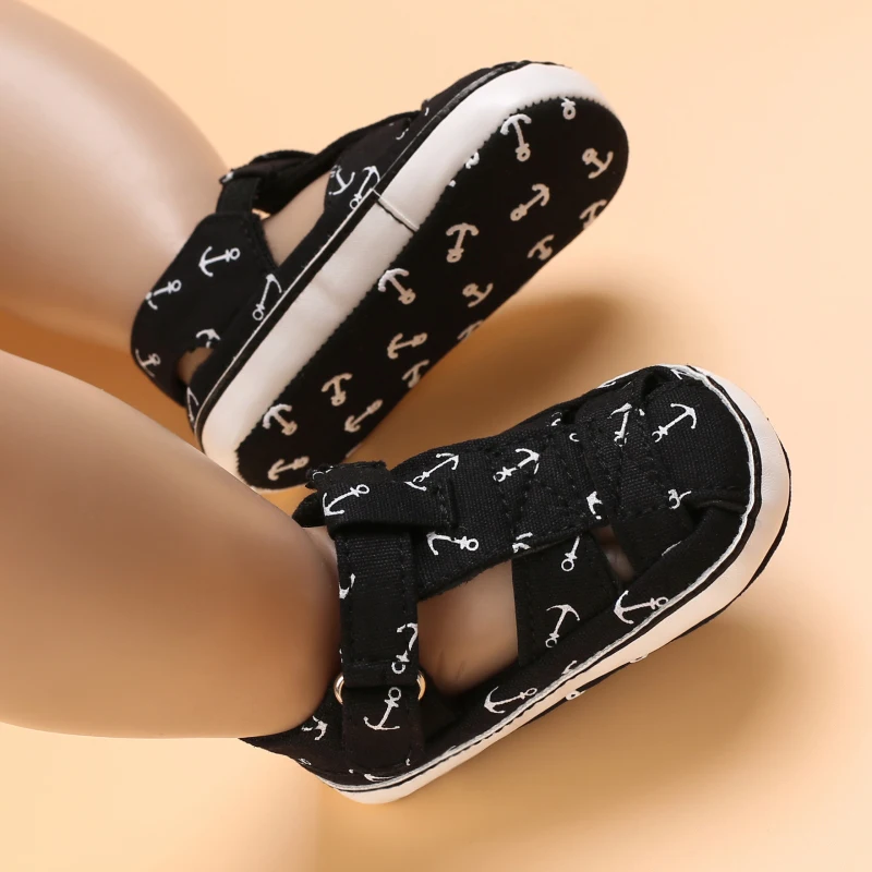 2021 NEW 0-18Months Kids Newborn Baby Boys Fashion Summer Soft Crib Shoes First Walker Anti Slip Sandals Shoes Soft Sole