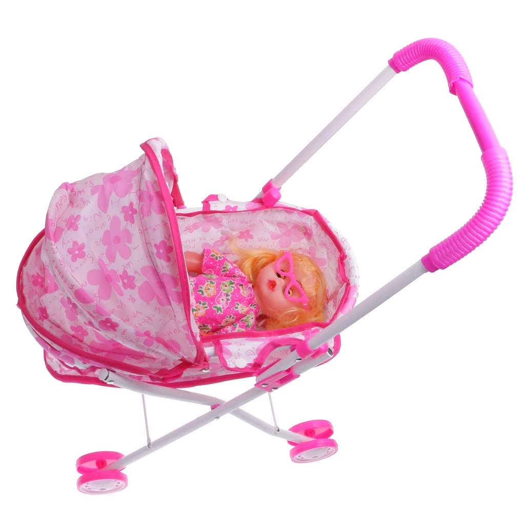 Funny Toy Buggy Pram Stroller for  Role Play Preschool Toy Birthday Gift