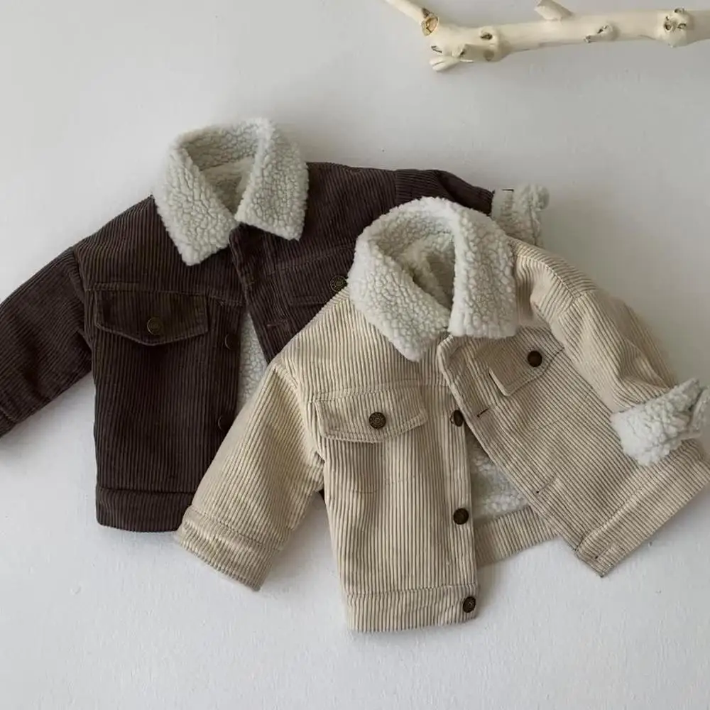 

Kids Boys Girls Warm Jacket Long Sleeve Solid Color Autumn Baby Coat Thicken Outerwear Casual aby Girl Clothes Winter