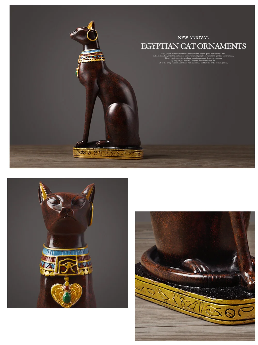 Egyptian Cat resin craft vintage home decor Modern Vintage Baster goddess god pharaoh figurine statue for table ornaments Gift