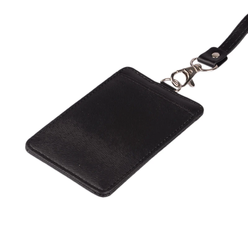 2 шт. держатели значков кожаный Съемный Пряжка Черный ремешок для мужчин и женщин ключи 2-сторонний вертикальный из искусственной кожи ID