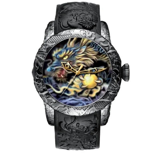 

BIDENFashion Dragon Sculpture Watch Men Waterproof Big Dial Quartz Watch Luxury Emboss Men Watch Top Luxury Brand Clock