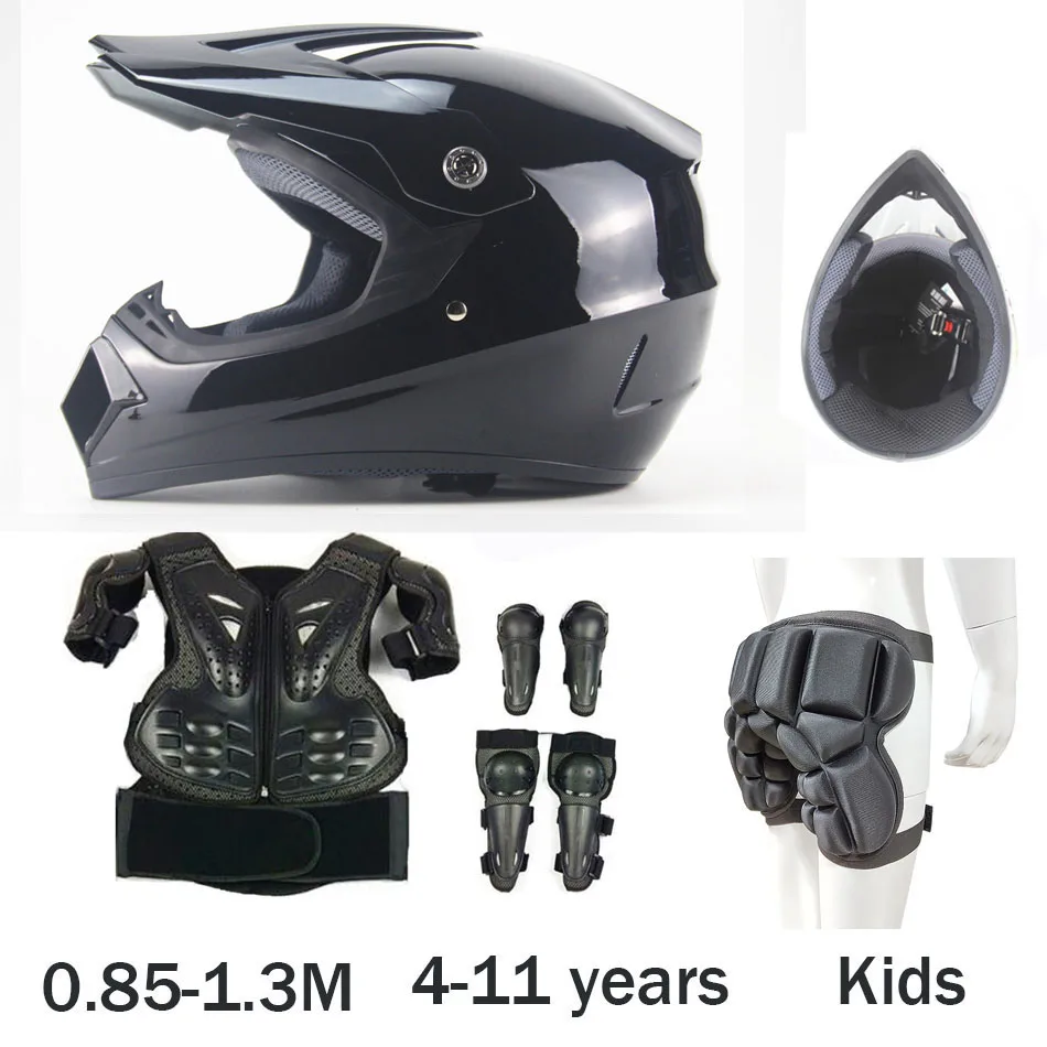 52-55 см окружность головы детей латка Мотокросс полноразмерный защитный чехол-Броня мотоциклетный шлем до колена защита для локтей для малышей - Цвет: SET R