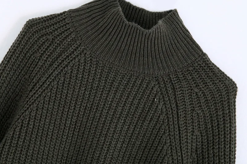 Женский свитер с высоким воротом, короткая длина, осень, новая мода, с карманами, широкие повседневные топы, современные женские свободные пуловеры