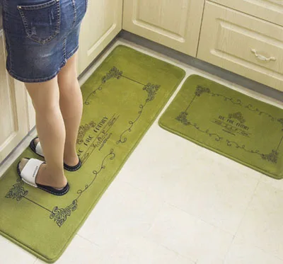 green flower Кухонные длинные коврики Нескользящие впитывающие ванная комната пол половик дверной коврик в спальню мягкая офисная скатерть для ног - Цвет: green flower