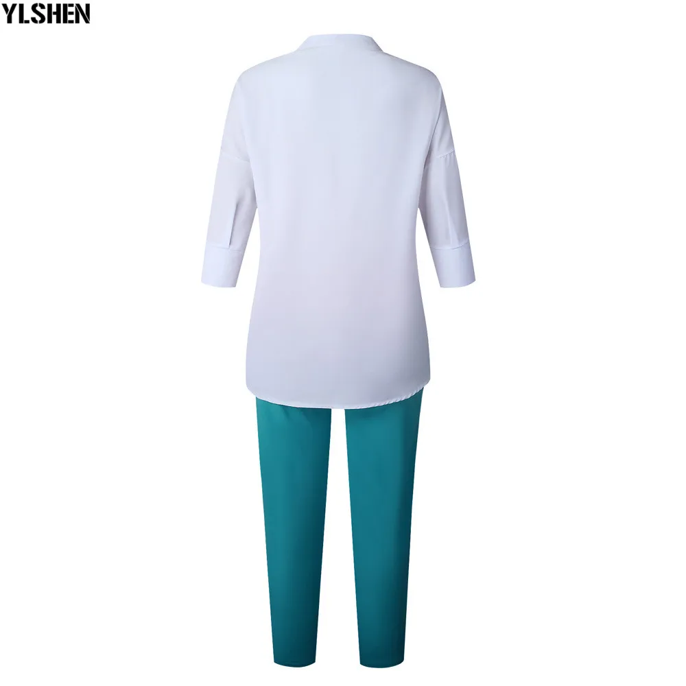 African Women Sets Print Long Sleeve Blazer T-shirt Pants Suits Office Lady Elegant 2 Piece Set Business Outfits Africa Clothing 22