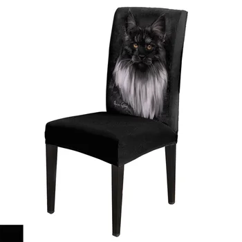 

Maine Black Cat Chair Cover for Dining Room Chairs Covers High Back Living Room Chair Cover Sets for Home Kitchen