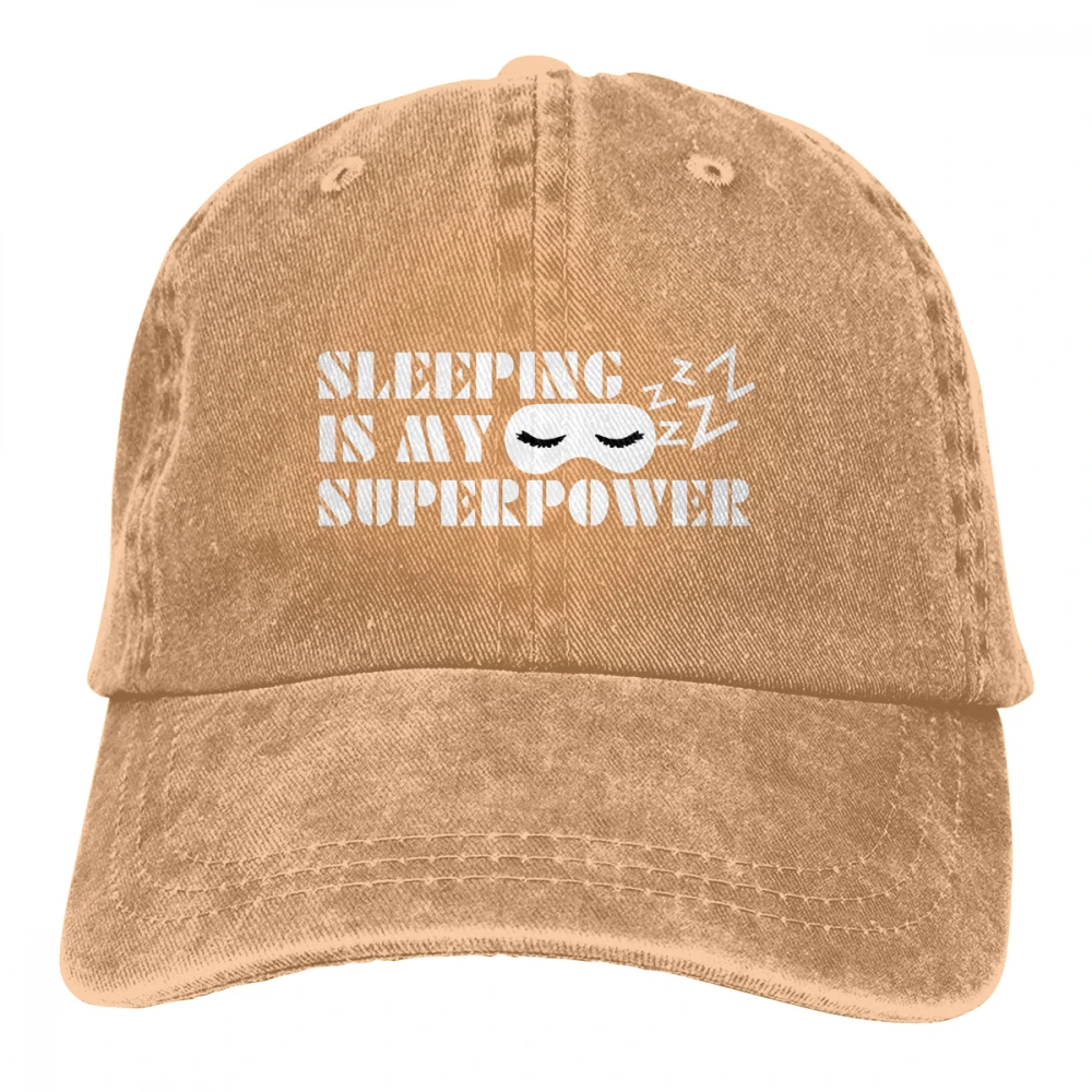 Sleeping Is My Superpower Casquette черные унисекс Мужские Женские джинсовые бейсболка с ремешком кепки Регулируемая шляпа для гольфа папа - Цвет: Хаки