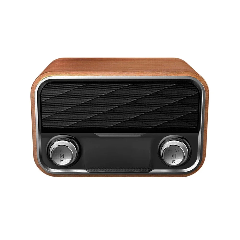 

Retro Wood Wireless Bluetooth-Compatible5.0 Speaker Bass Outdoor Stereo Sound Box Vintage Soundbar Support FM Radio U Disk Play