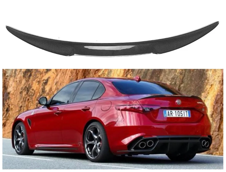 

High quality Carbon Fiber Car Rear Trunk Lip Spoiler Wing Fits For Alfa Romeo Giulia Quadrifoglio Style 2017 2018 2019