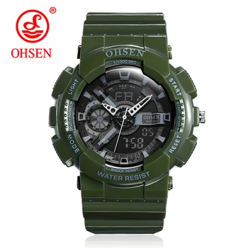 

Watches Mens OHSEN Top Brand Luxury Green Fashion Chronograph Clocks Male Sport Watch Men Quartz Wristwatches Relogio Masculino