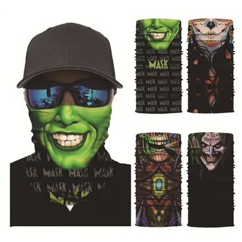 

3D Seamless Balaclava Magic Scarf Neck Face Mask Ghost Joker Skeleton Head Bandana Shield Headband Headwear Bandana Men Scarf
