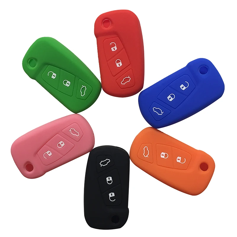 

3 Buttons Flip Key Alarm Silicone Case Car Key Cover for Ford Fusion Mondeo Mk4 KA Galaxy Kuga Edge Set Car Keychain Accessories