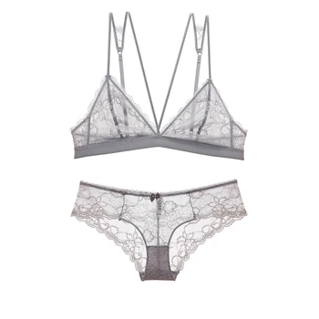 

Sexy lace ultra thin underwear bra set lacing triangle cup without steel ring without sponge